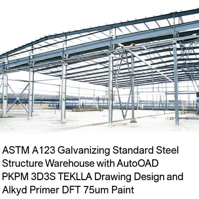ASTM A123 Galvanizing Standard Steel Structure Warehouse z AutoCAD PKPM 3D3S TEKLA Design rysunku i Alkyd Primer DFT 75um farby