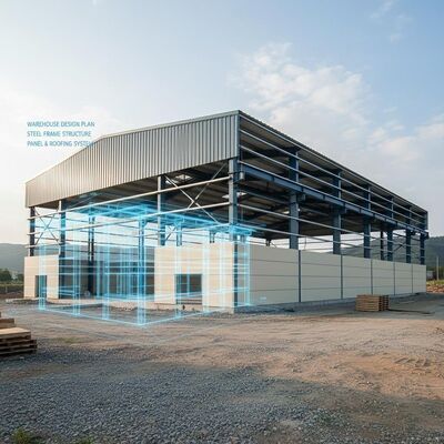 Stalowa konstrukcja magazynu o odporności sejsmicznej klasy 8 z obróbką powierzchniową ocynkowaną i obciążeniem wiatrem 0,35 kN/m²