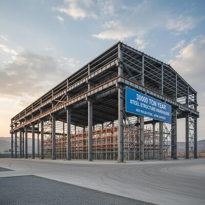 Magazyn o konstrukcji stalowej o dużej pojemności, wyposażony w trwałe stalowe elementy kolumn i stal niskowęglową Q235B Q345B, przeznaczony do magazynowania przemysłowego